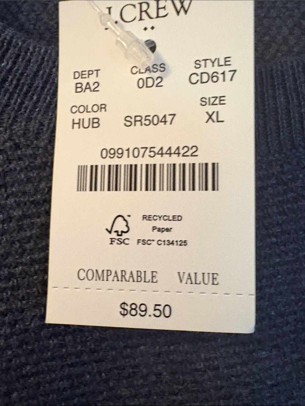 J. Crew Men's Dark Navy Crewneck Sweater - Picture 4 of 5